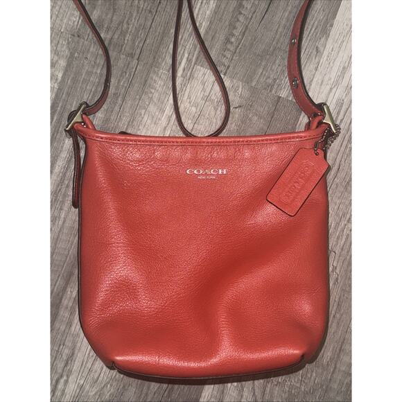 Coach Legacy Leather Mini Duffle Crossbody Bag in Red/Coral 19901 - Picture 2 of 16